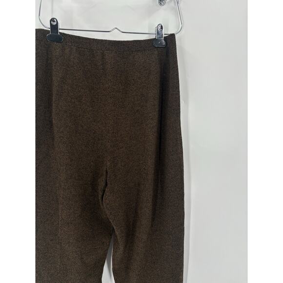 Helen HSU Vintage Pants Womens Large Brown Knit Pleated Pockets 80s 90s Straight - Picture 9 of 14